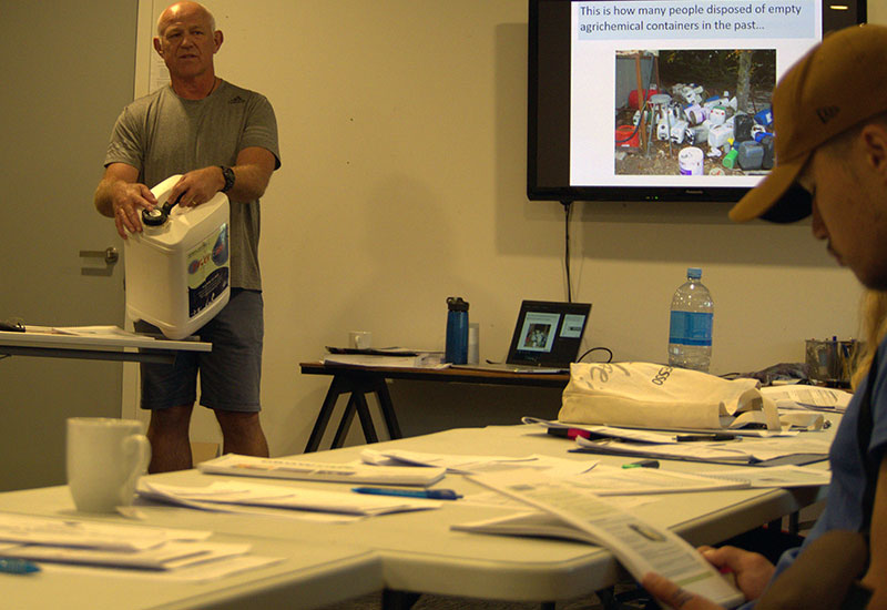 Spray Safe Training Trainer Ralph Bennett teaching Growsafe course