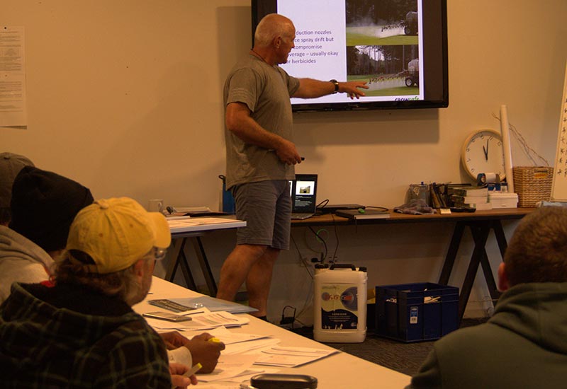 Spray Safe Training Trainer Ralph Bennett teaching Growsafe course